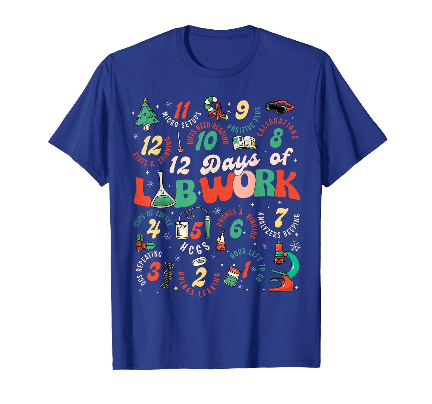 12 Days Of Lab Technician Christmas Funny Medical Laboratory T-Shirt