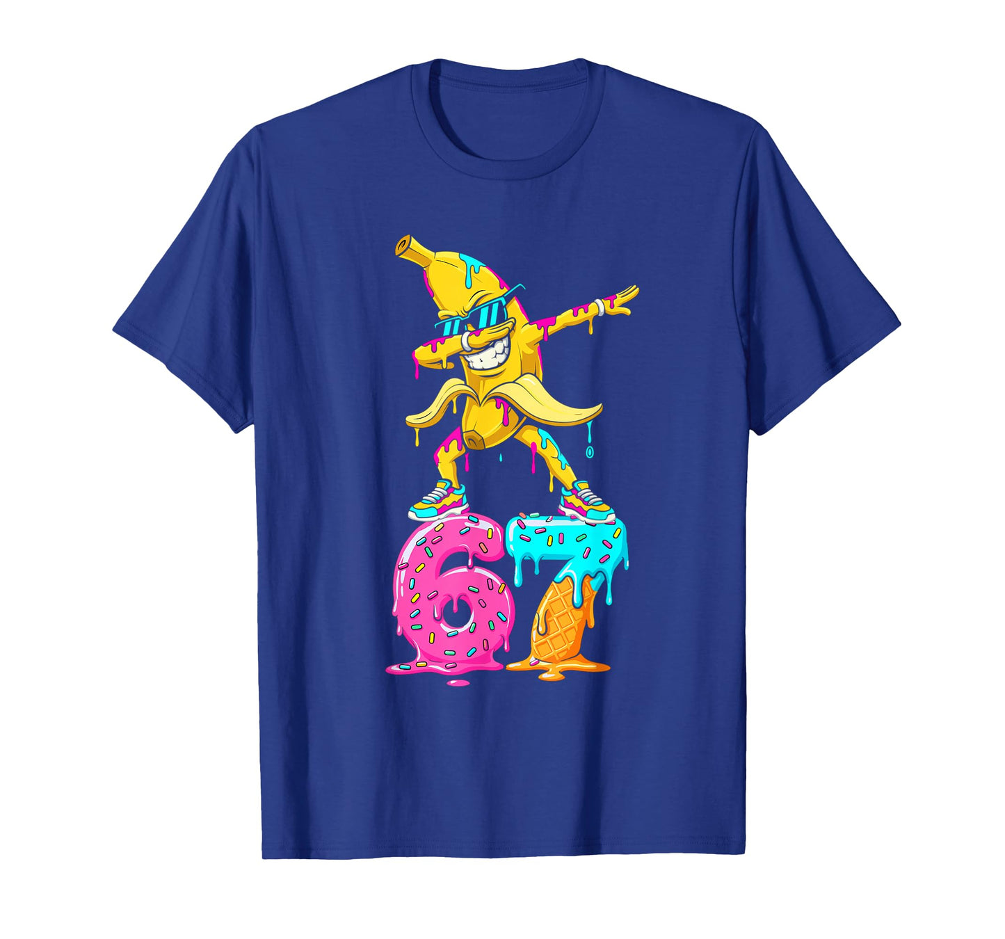 Dabbing Banana 67 Ice Cream Drip Funny Six Seven Meme T-Shirt