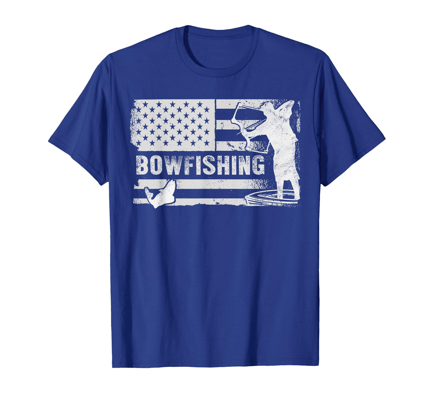 Bowfishing Vintage Look American Flag, Bow Hunting For Fish T-Shirt