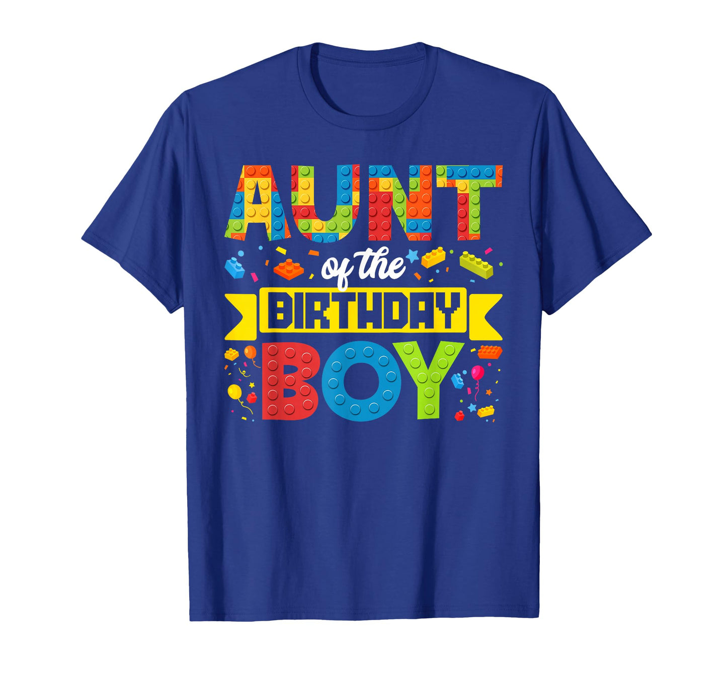 Aunt Of The Birthday Boy Master Builder Kids Building Blocks T-Shirt