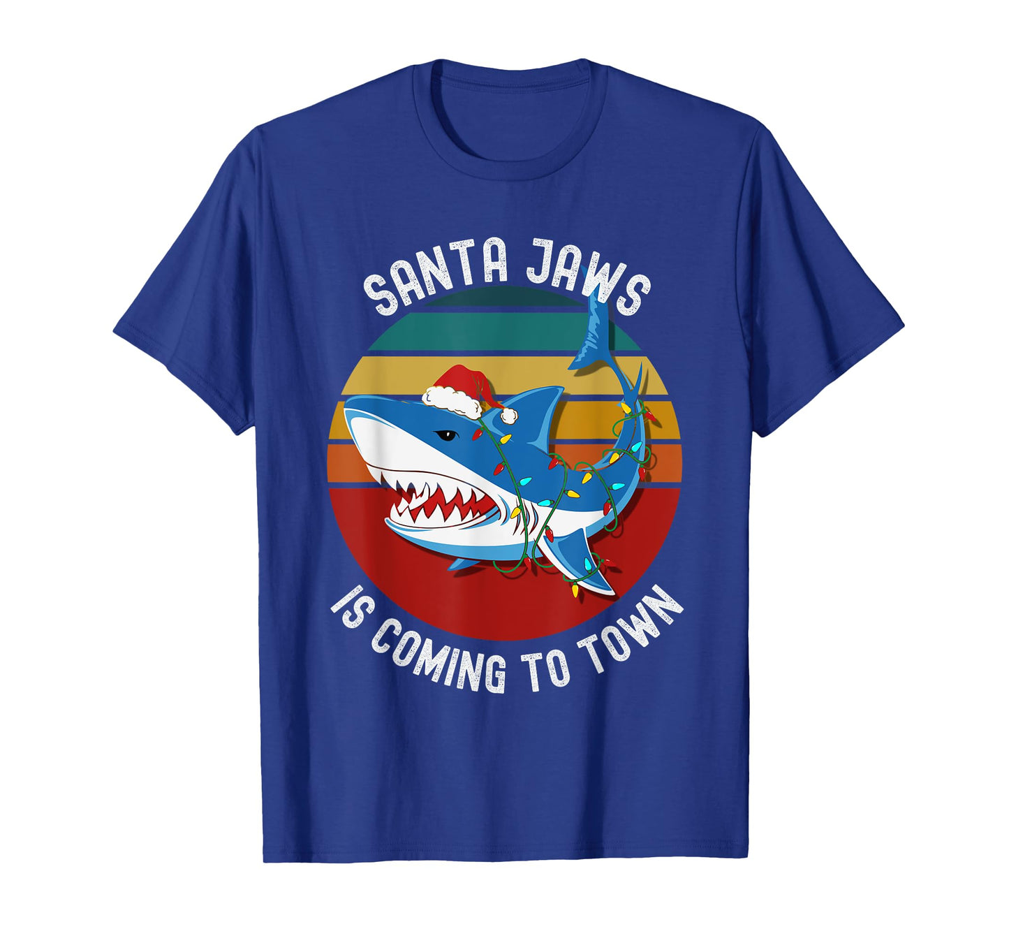 Santa Jaws Christmas Shark Lights Funny Men Womens & Kids T-Shirt