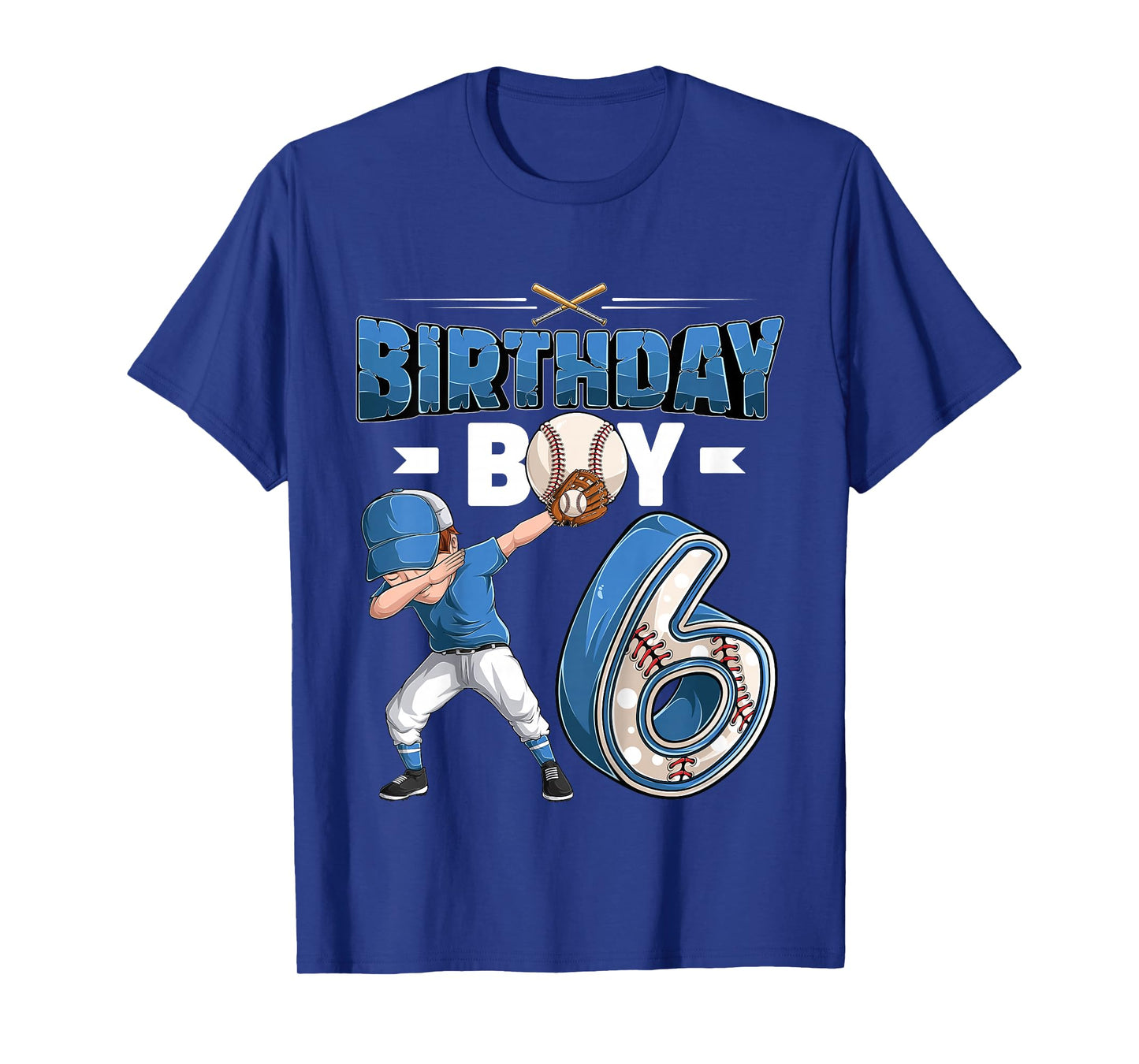 Kids Dabbing boy 6 Year Old Baseball Player 6th Birthday Party T-Shirt