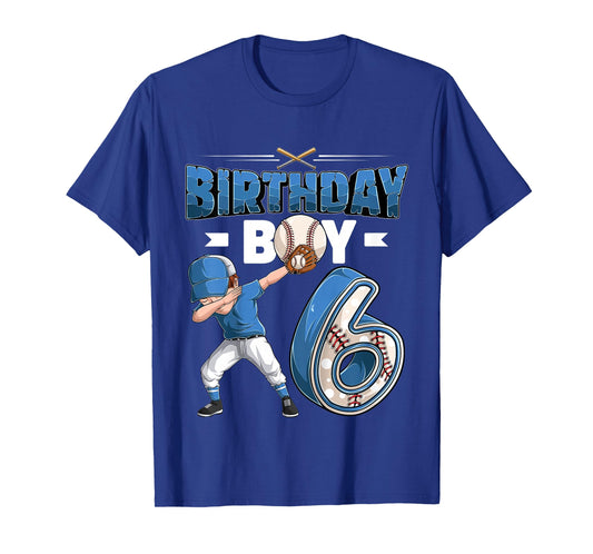 Kids Dabbing boy 6 Year Old Baseball Player 6th Birthday Party T-Shirt