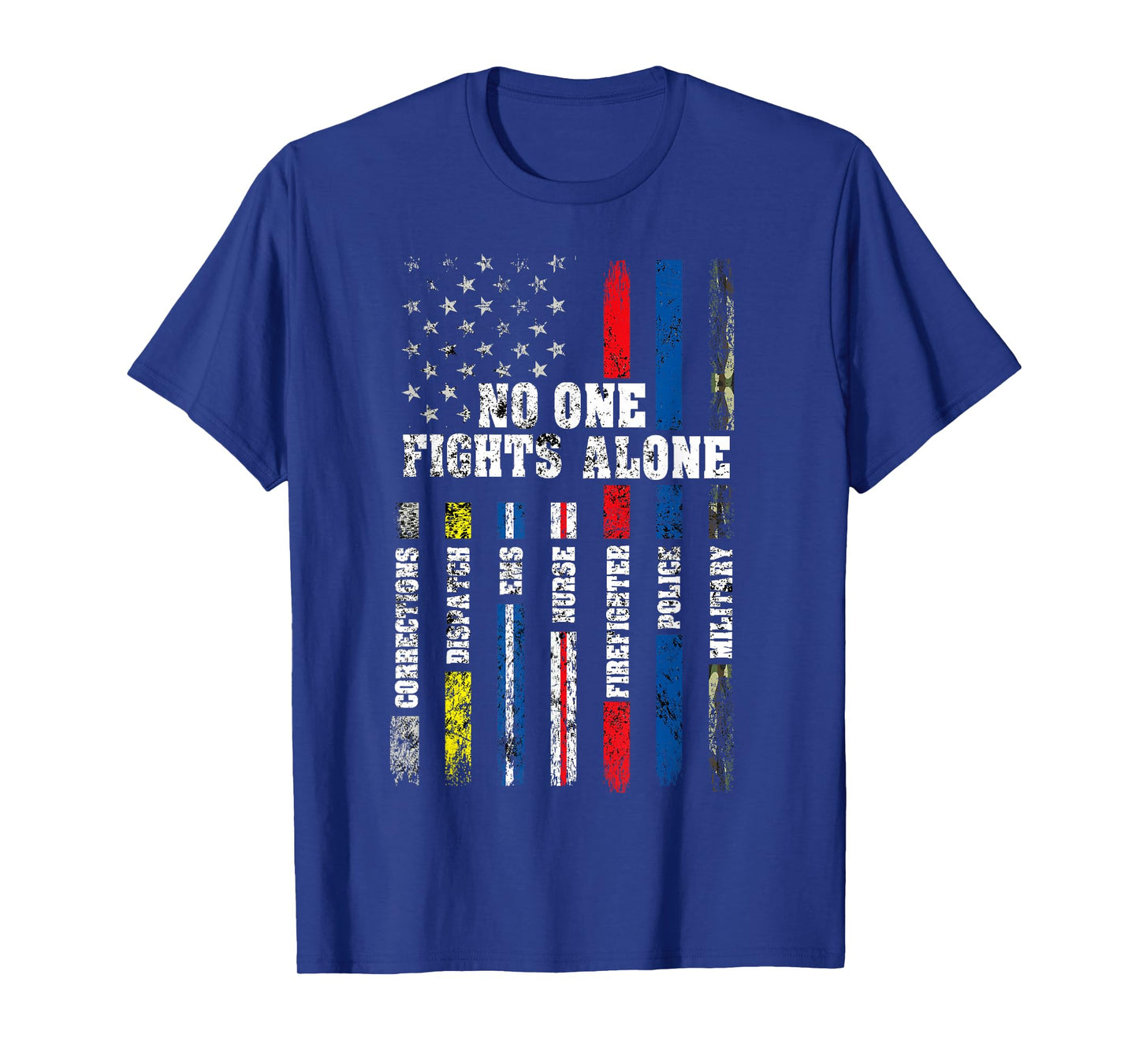 AMERICAN Flag Thin Line Police Fire Military Nurse Responder T-Shirt