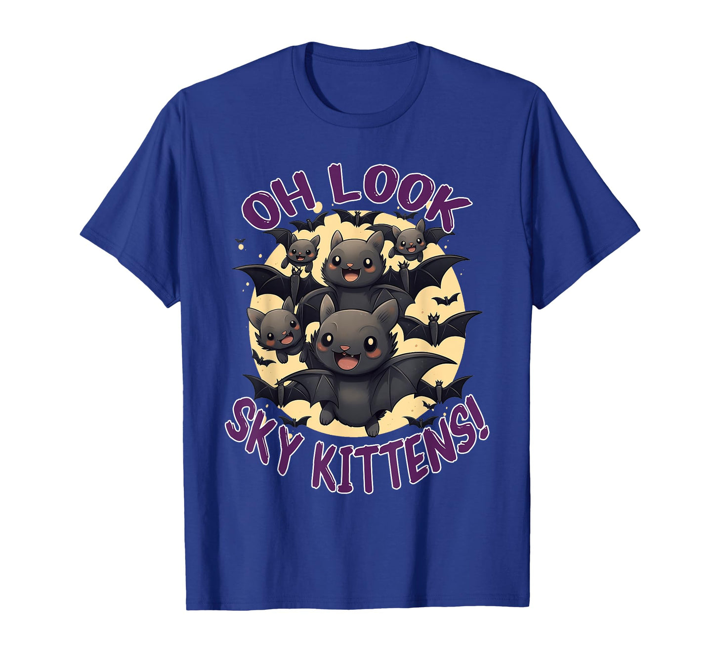 Funny Bat Sky Kittens Halloween T-Shirt