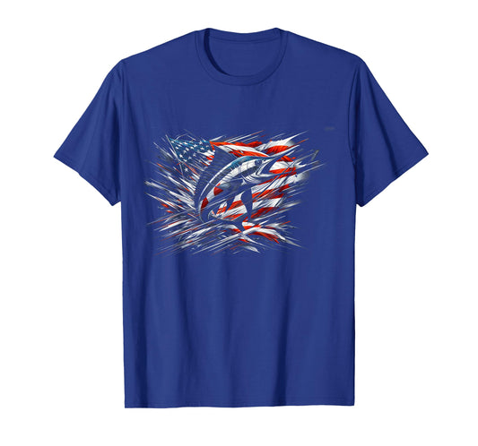 Sailfish American Flag Patriotic Fishing Graphic Design Women Men T-Shirt