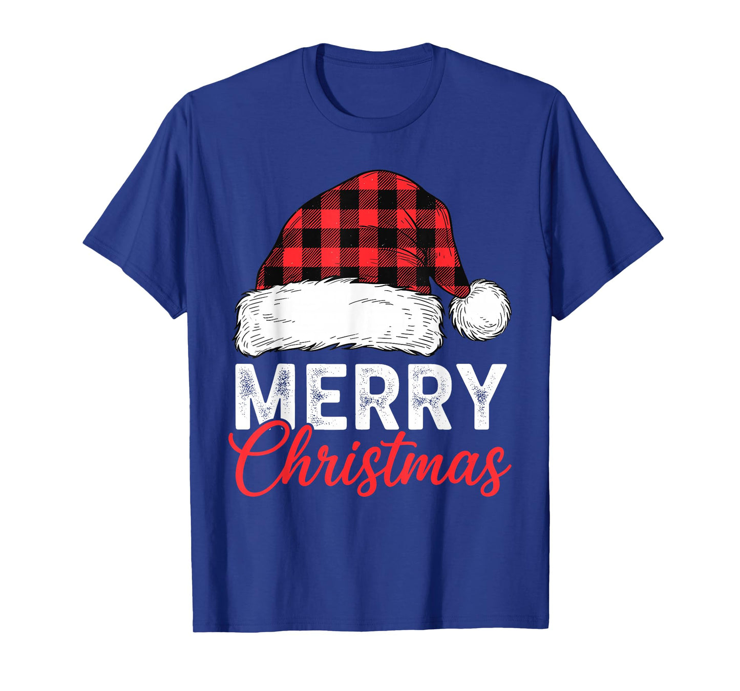 Merry Christmas Shirt Santa Hat Buffalo Plaid Men Women Kids T-Shirt