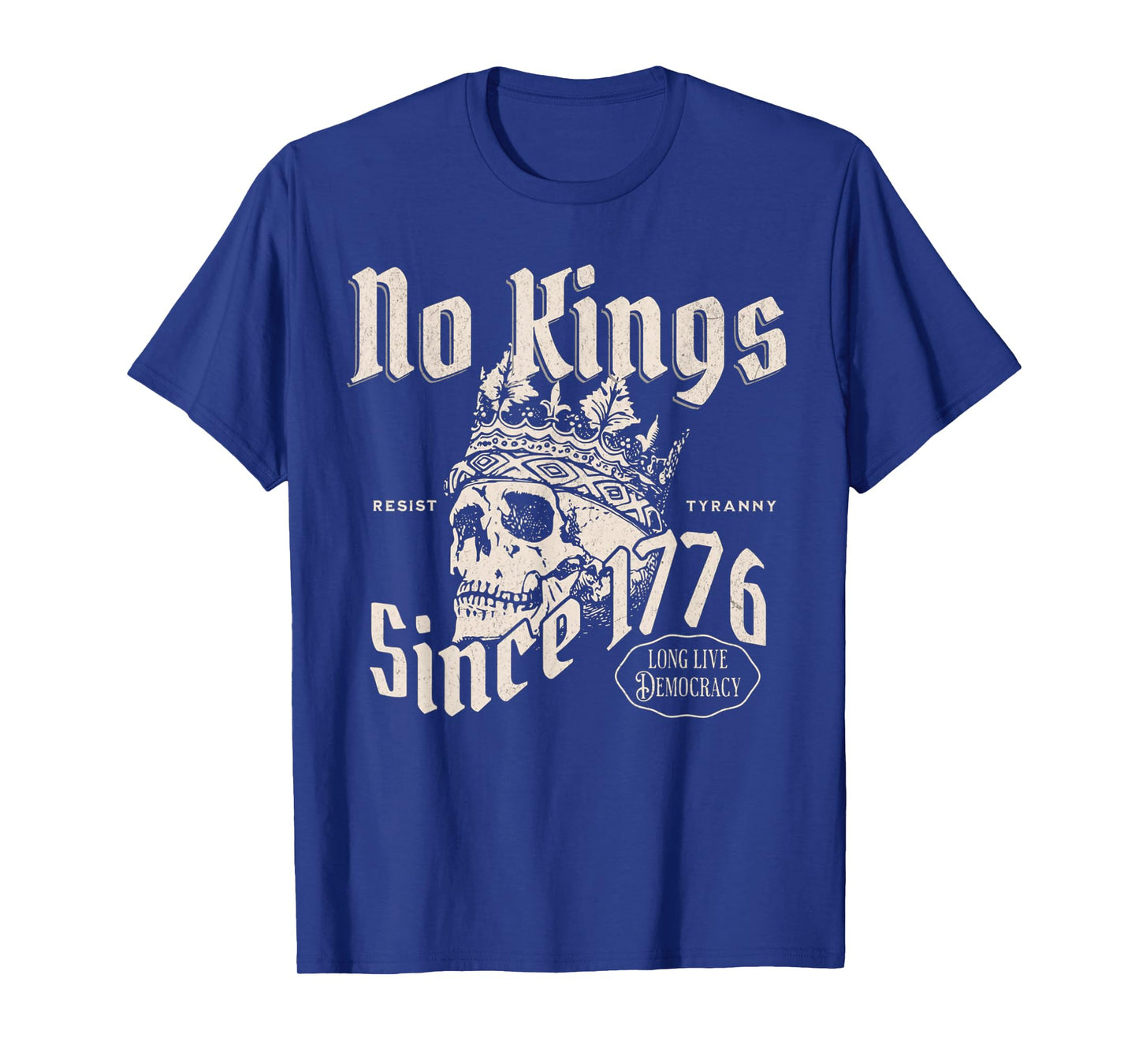 No Kings in America Since 1776 Patriotic 4th of July Skull T-Shirt