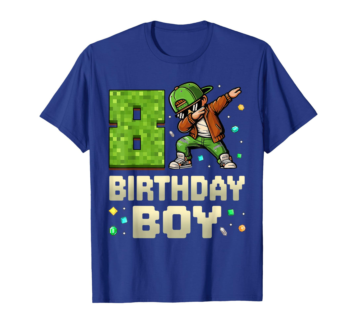 8 Years Birthday Boy 8th Dabbing Boy Game Video Pixel T-Shirt