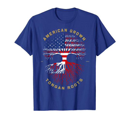American Grown With Tongan Roots Tree USA Flag Unique Gifts T-Shirt