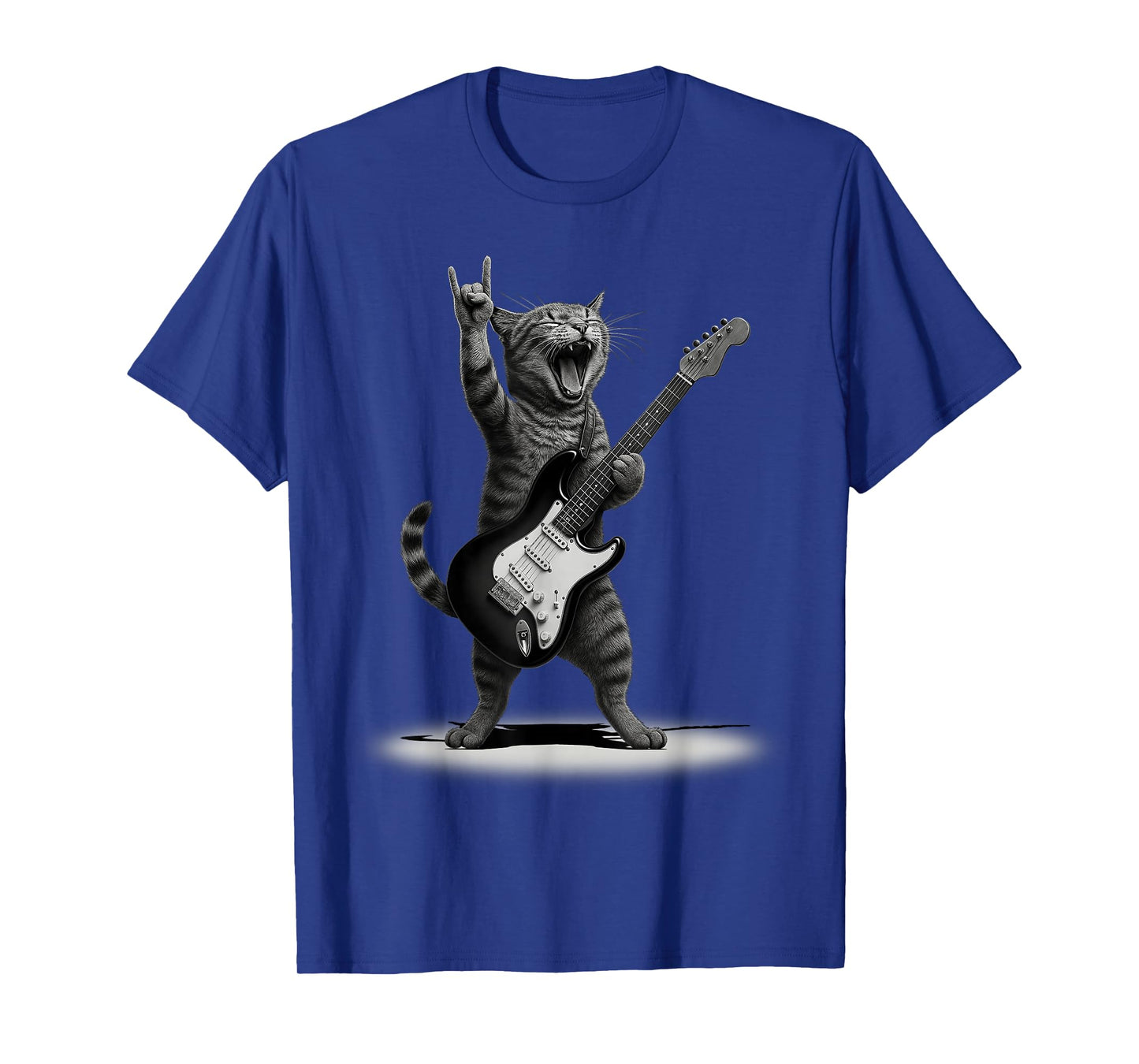 Cat Playing Guitar Rock Star Rock and Roll Men Women Kids T-Shirt