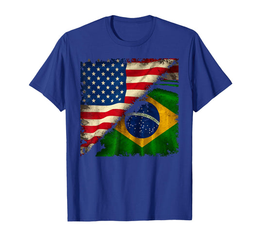 Half American Half Brazilian USA Flag Brazil America T-Shirt