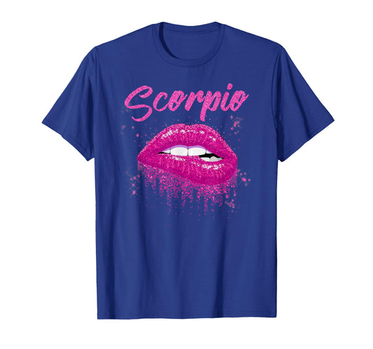 Scorpio Zodiac Birthday Pink Lips T-Shirt for Black Women T-Shirt