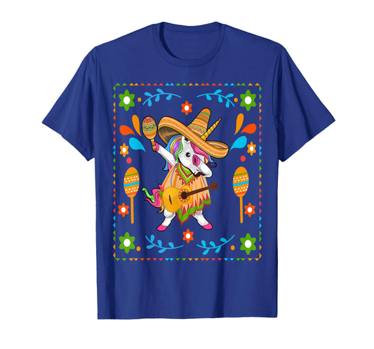 Dabbing Unicorn Poncho Cinco de Mayo Men Sombrero Funny Dab T-Shirt