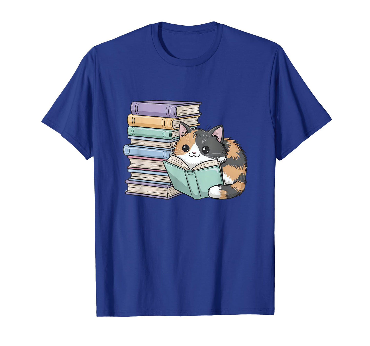 Cat On Books Pets Cats Reading Book Nerd Read Reader Bookcat T-Shirt