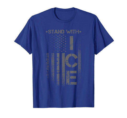 Border Patrol Support ICE Immigration Officers American Flag T-Shirt