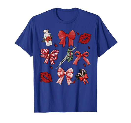 Christmas Aesthetic Nurse Injector Coquette Bow Botox Dealer T-Shirt