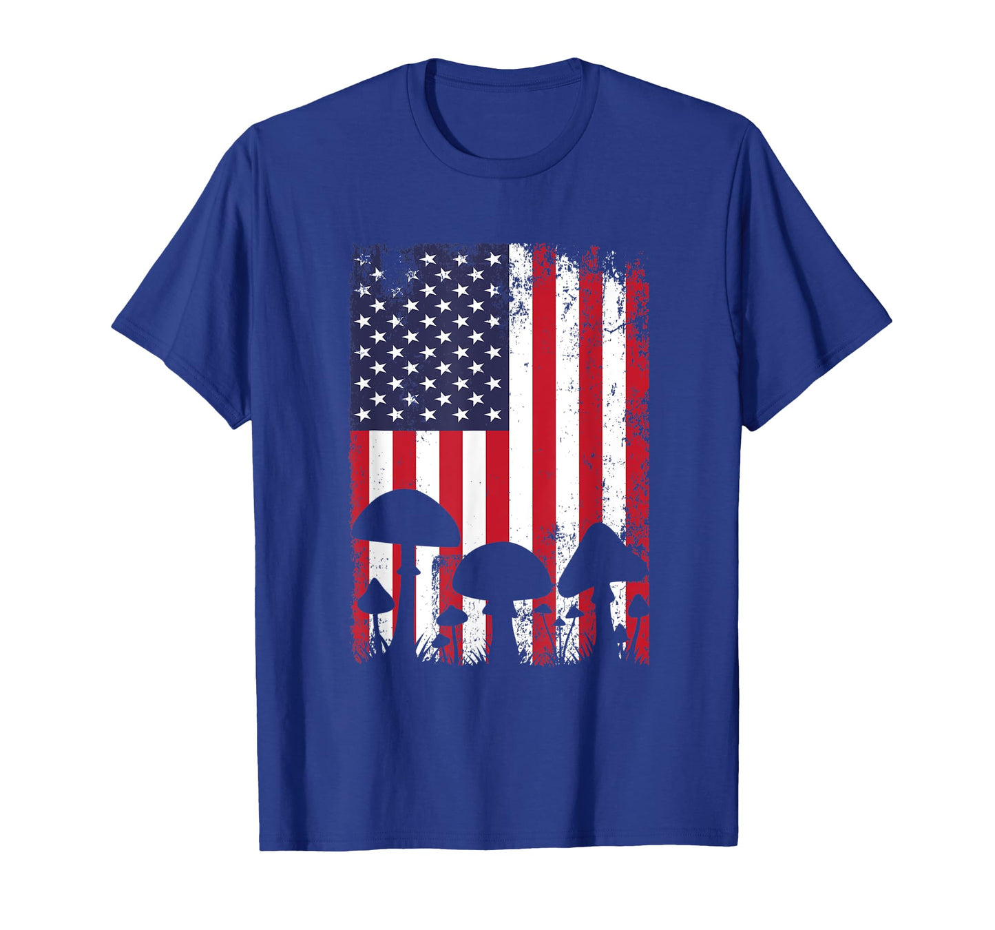 Fungi Mushroom Hunter Patriotic American USA Flag T-Shirt