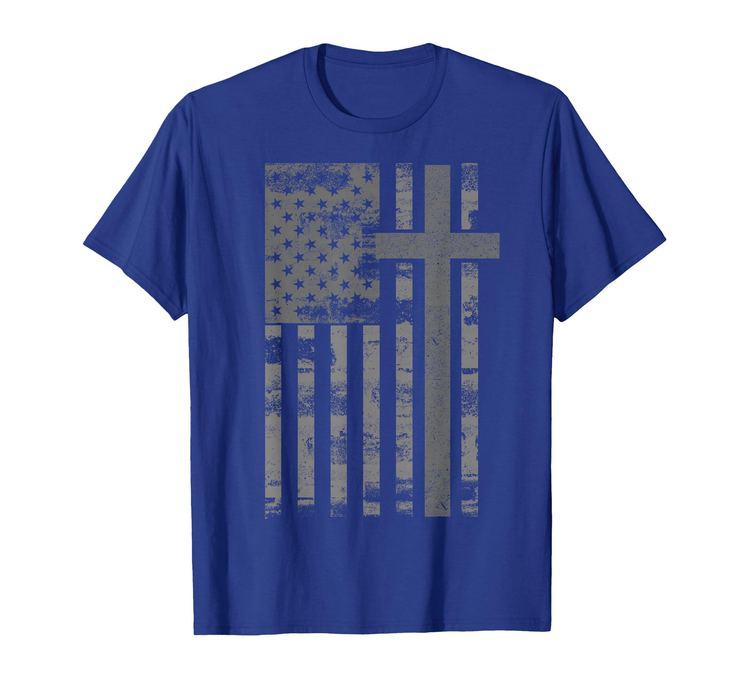 American USA Flag Christian Faith Cross Patriotic Grunge T-Shirt