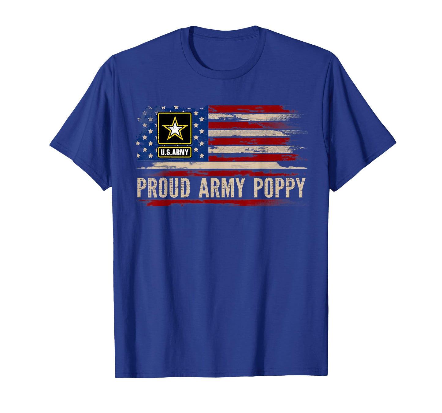 Vintage Proud Army Poppy American Flag Veteran Gift T-Shirt