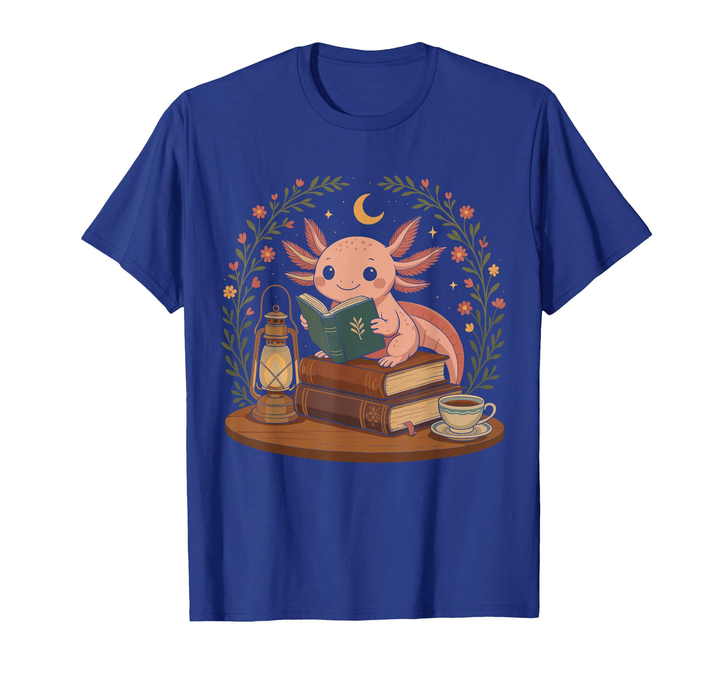 Cute Axolotl Reading Books Cozy Bookworm T-Shirt