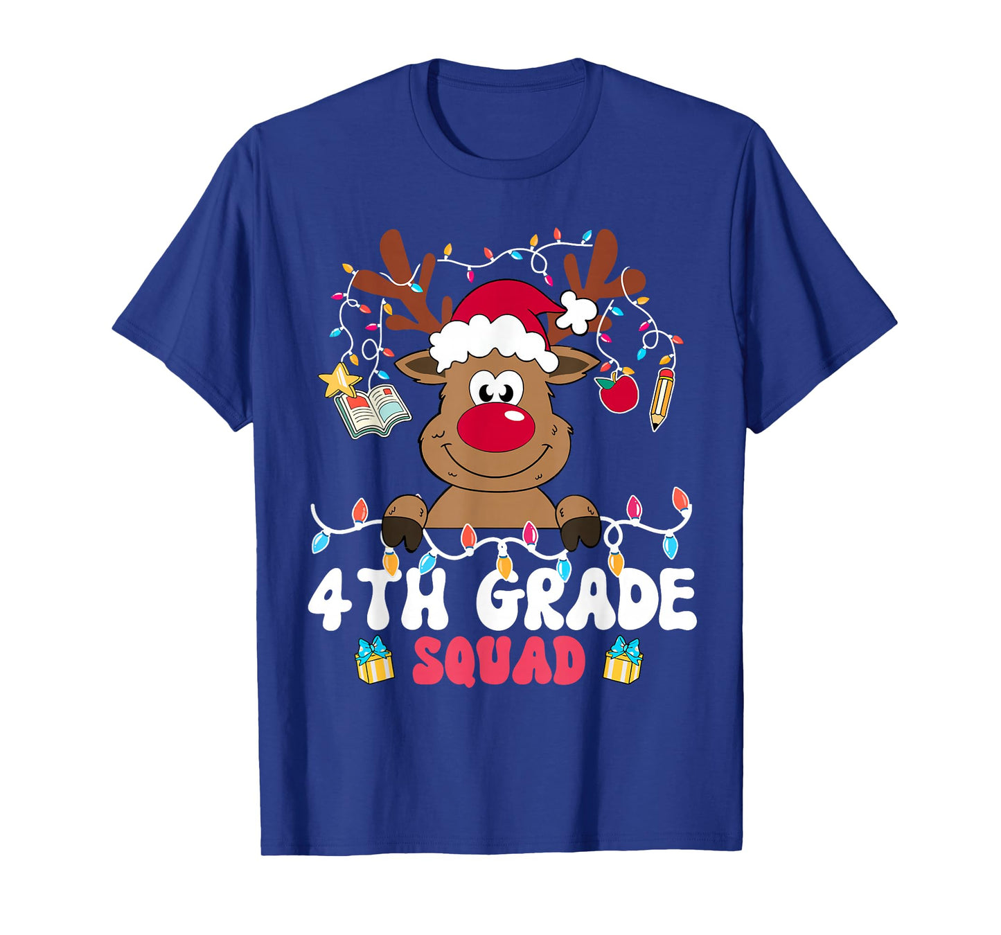 4th Grade Squad Reindeer Christmas Fourth Grade Teacher Xmas T-Shirt