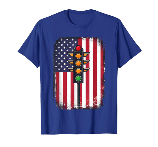 Drag Racing Retro Vintage American Flag Funny Drag Race Men T-Shirt