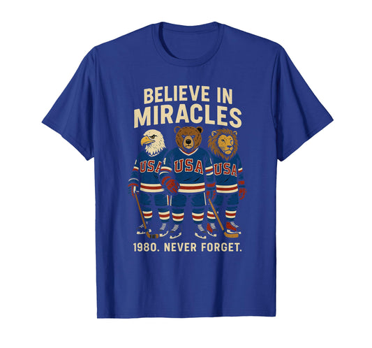 USA 1980 Ice Hockey Retro Animals T-Shirt