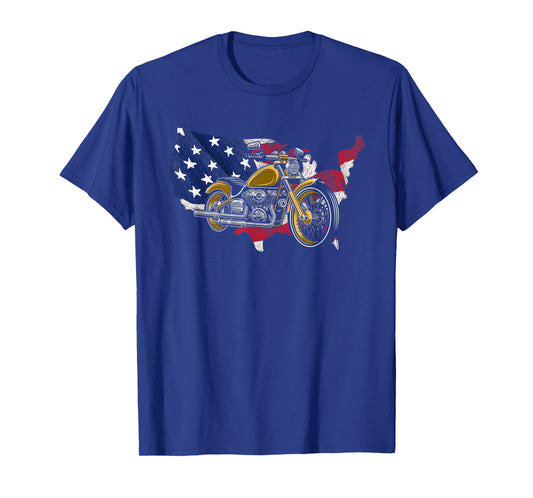 America Motorcycle Rider USA Flag Biking Patriotic Biker T-Shirt