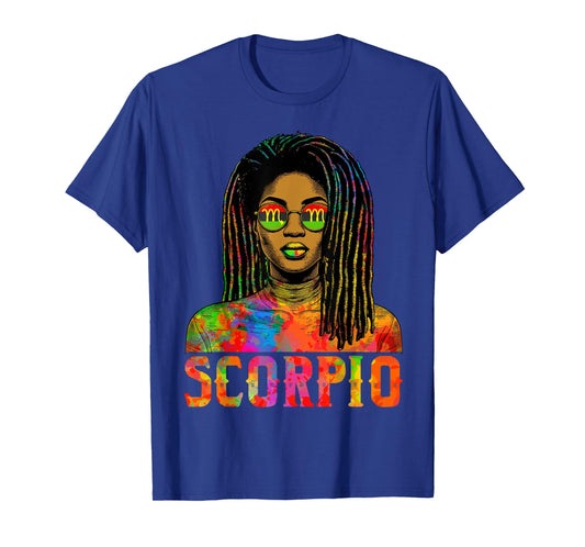 Scorpio Queen Locd Black Woman African Zodiac Birthday Women T-Shirt