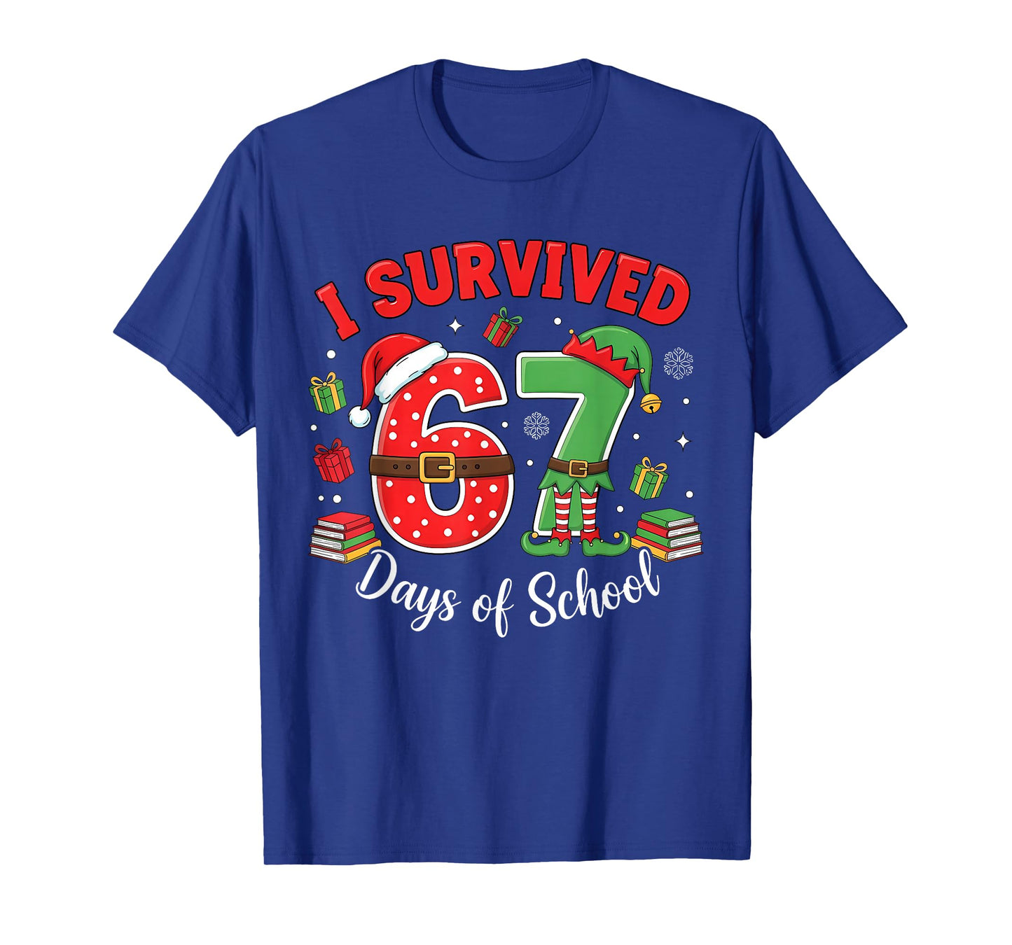 I Survived 67 Days of School Funny Christmas Teacher Student T-Shirt