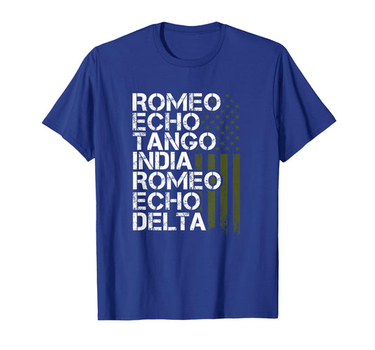 Retired Military Men Women Phonetic Alphabet Retirement T-Shirt Small