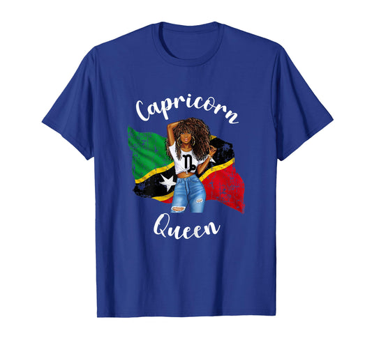 Womens St Kitts Queen Capricorn Birthday Zodiac Astrology January T-Shirt