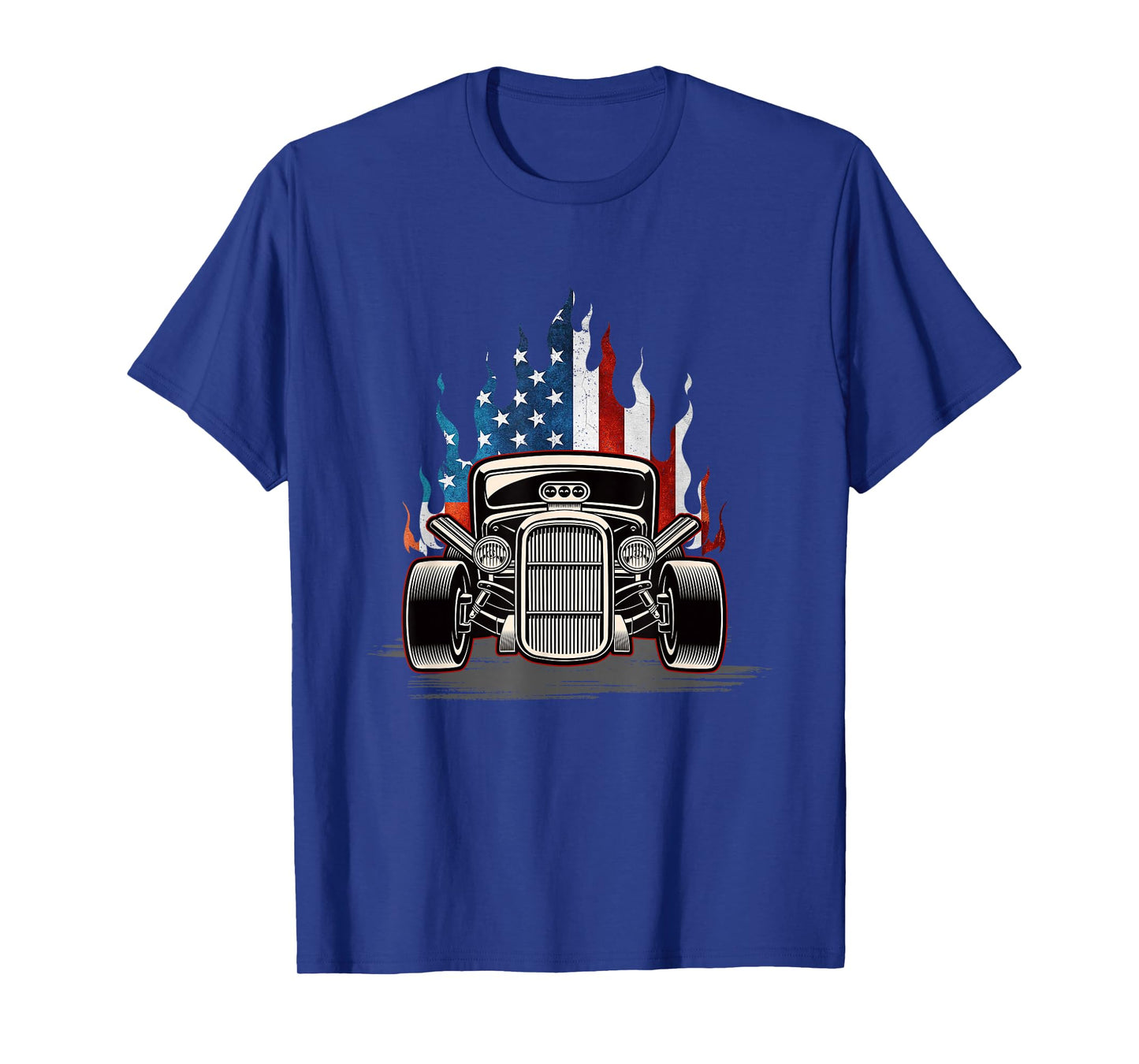 American Flag Vintage Hot Rod Veteran Memorial Day July 4 T-Shirt