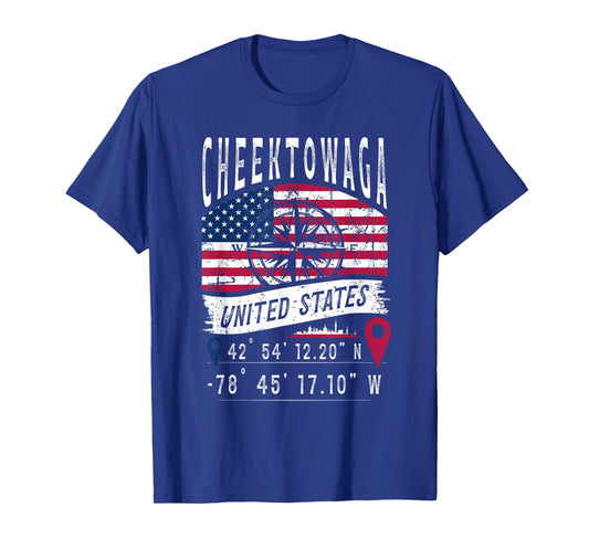 Cheektowaga United States Flag GPS Coordinates Cheektowaga T-Shirt