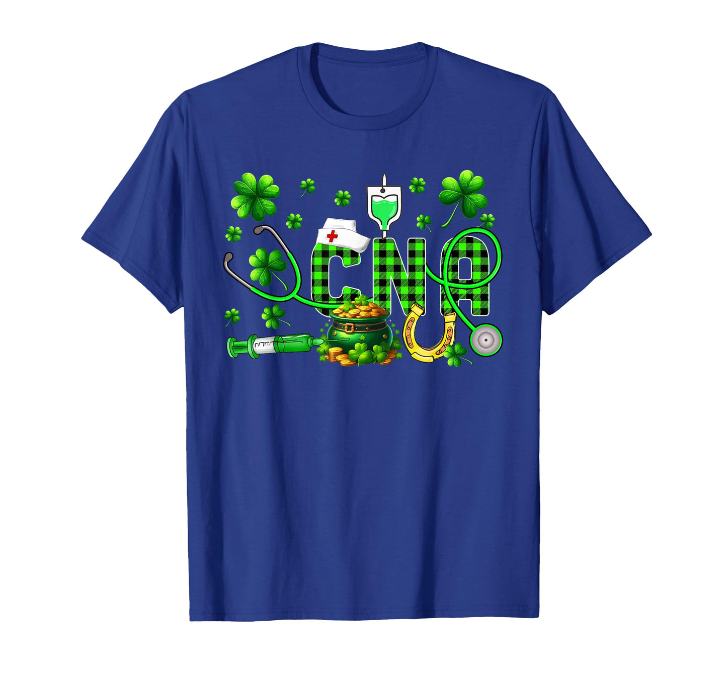 CNA Nurse Stethoscope Shamrocks Lucky Patrick's Day Coin T-Shirt