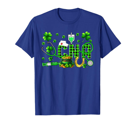 CNA Nurse Stethoscope Shamrocks Lucky Patrick's Day Coin T-Shirt