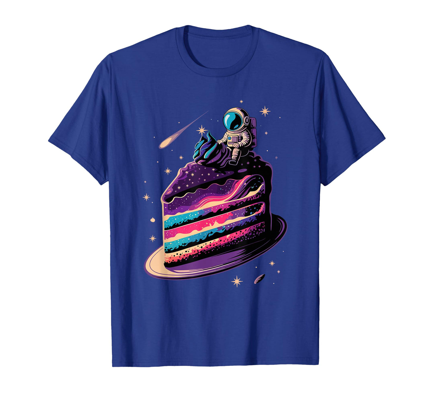 Astronaut Sitting Cake Space Stars Galaxy Planets T-Shirt