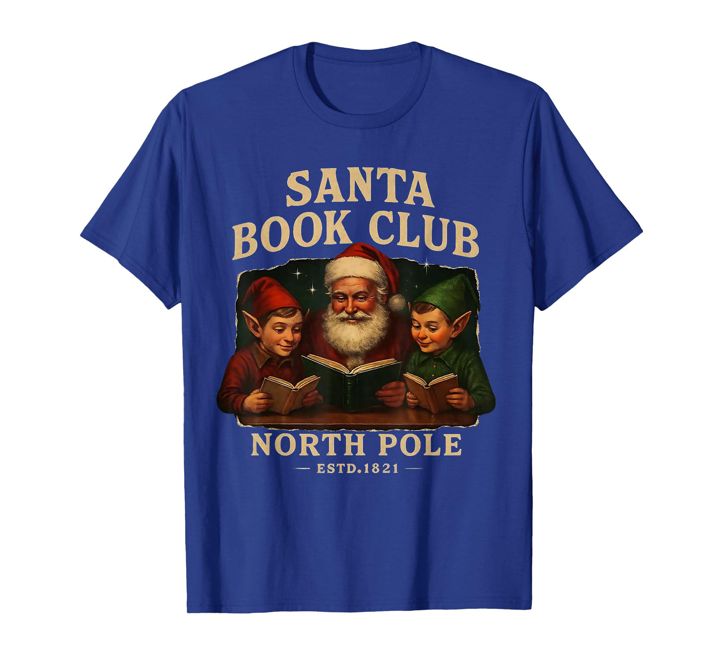 Santa Book Club North Pole Vintage Christmas T-Shirt