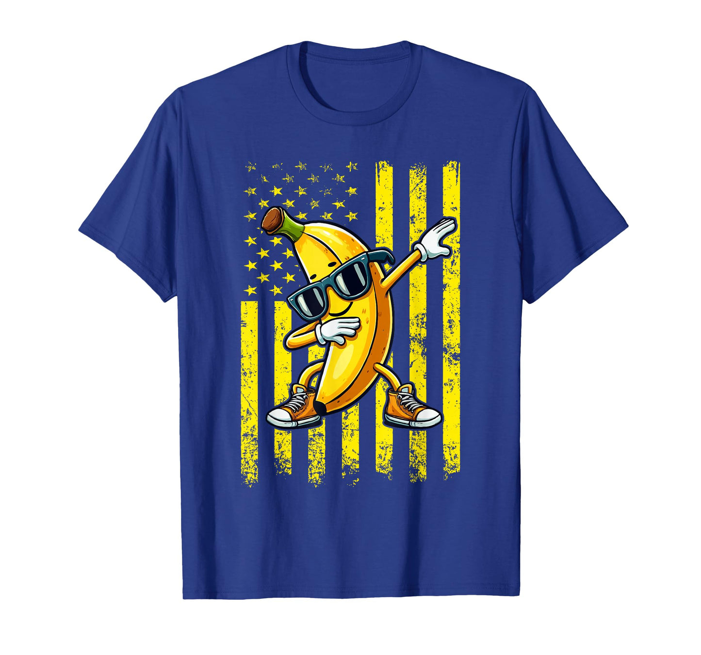 Dabbing Banana Retro American Flag Banana Lover Kids Boys T-Shirt