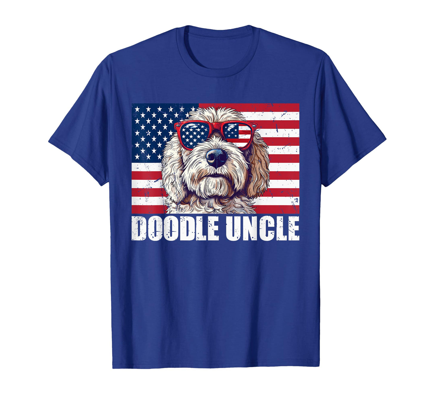 Doodle Uncle Goldendoodle US Flag Dog Lover 4th of July Women Kids Men T-Shirt