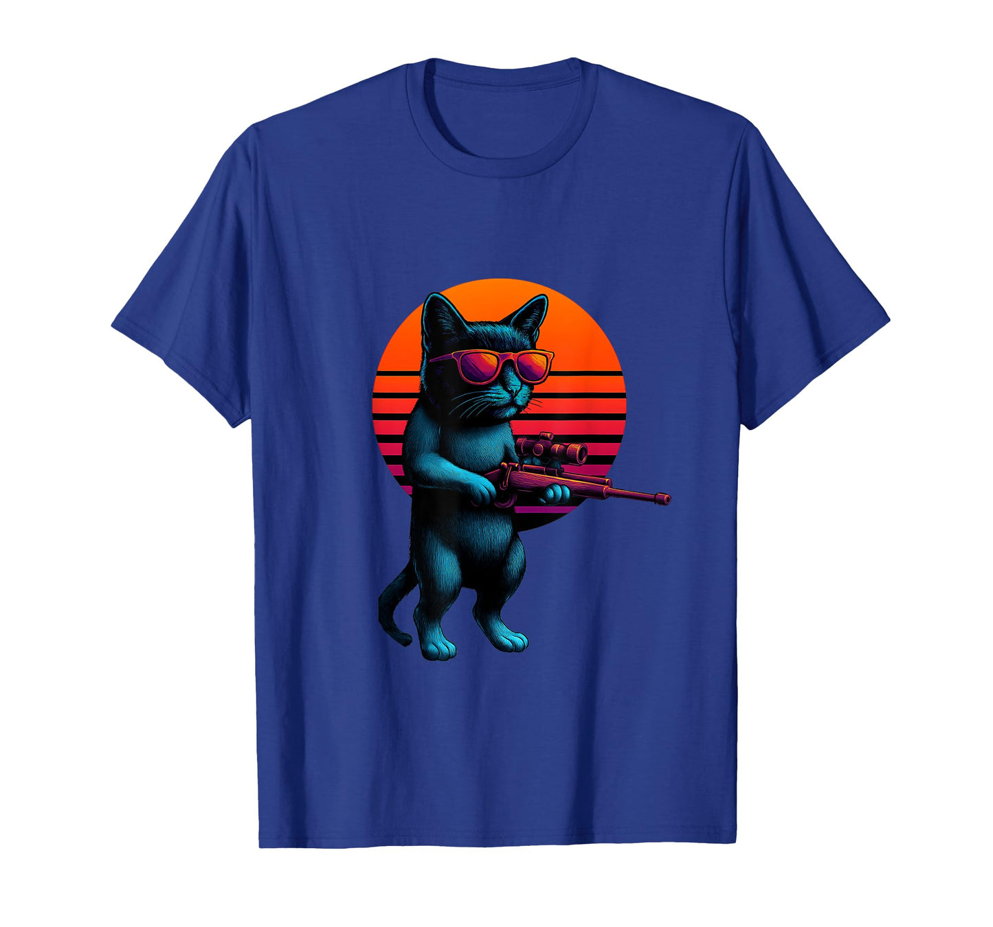 Retro Cat With Rifle Sport Shooting Shooter T-Shirt