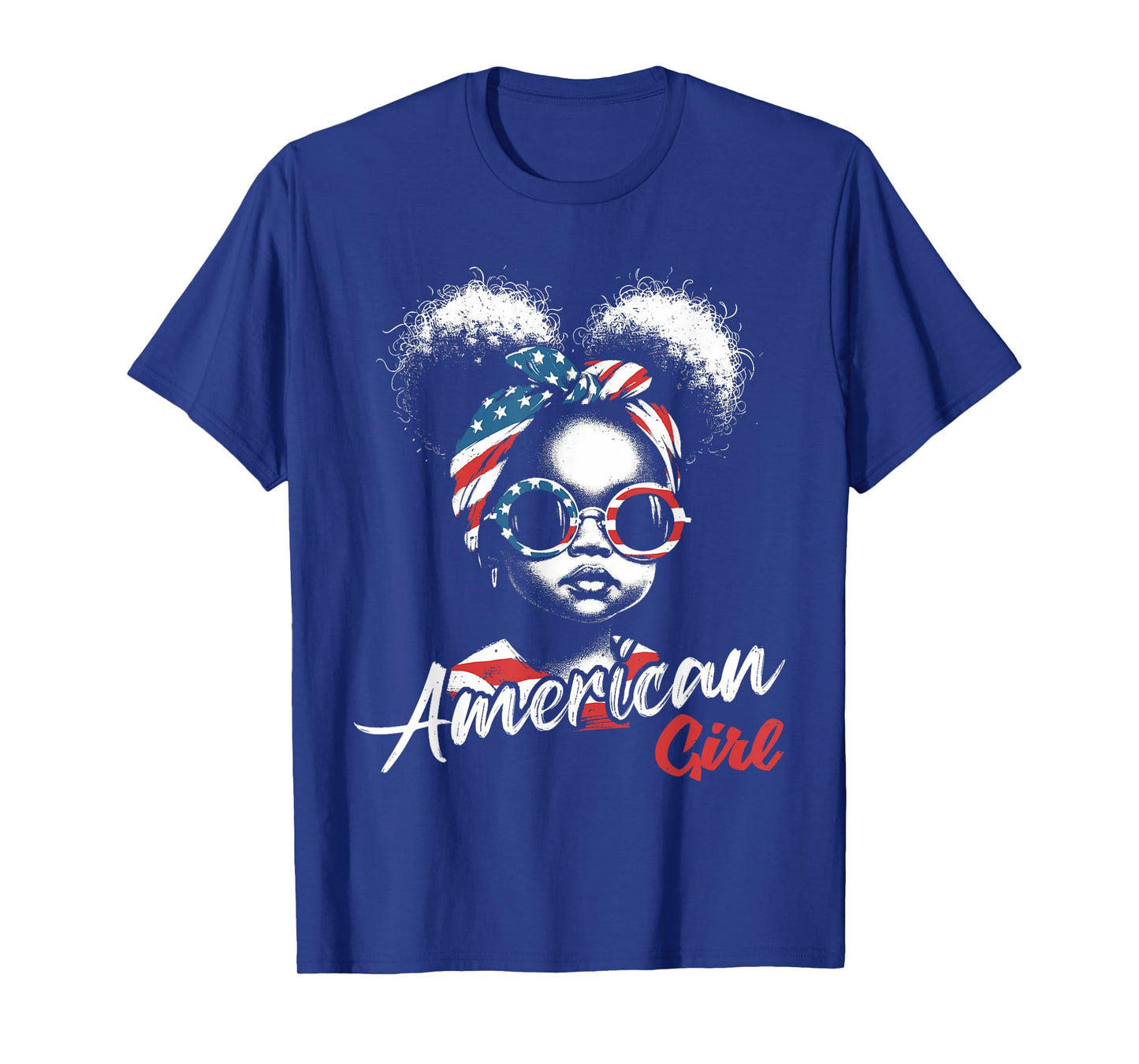 Little Miss Black African American Girl Us Flag Freedom Kids T-Shirt