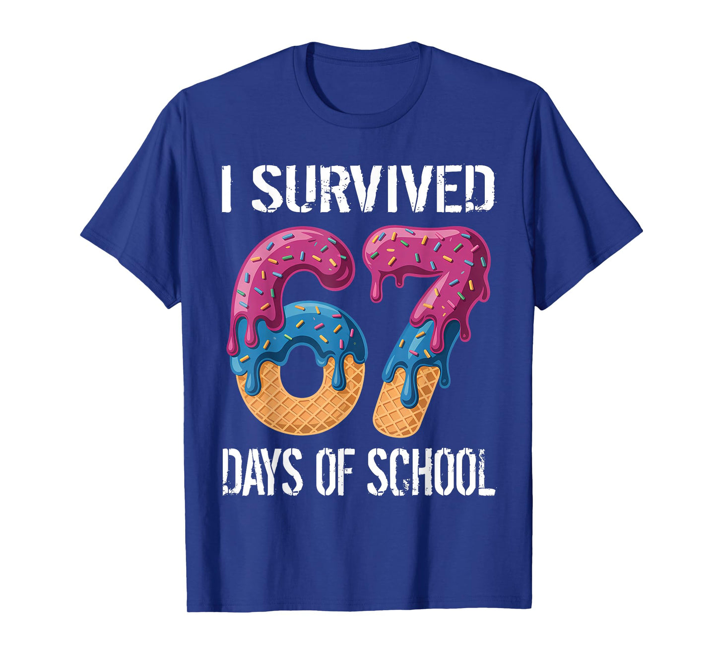 I Survived 67 Days of School Boys Ice Cream Drip Teacher T-Shirt