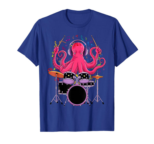 Funny Octopus Playing Drums for Drummer T-Shirt