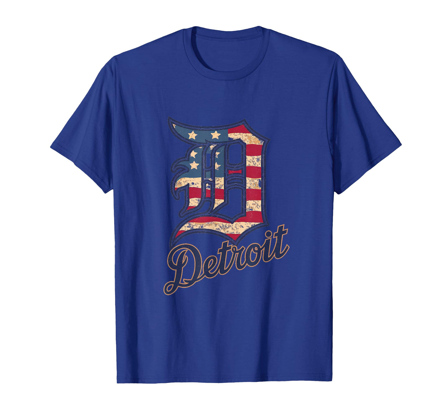 Nate Willis Detroit American Flag Old English D T-Shirt - Men's Black Small Modern Classic Letter Print Short Sleeve T-Shirt