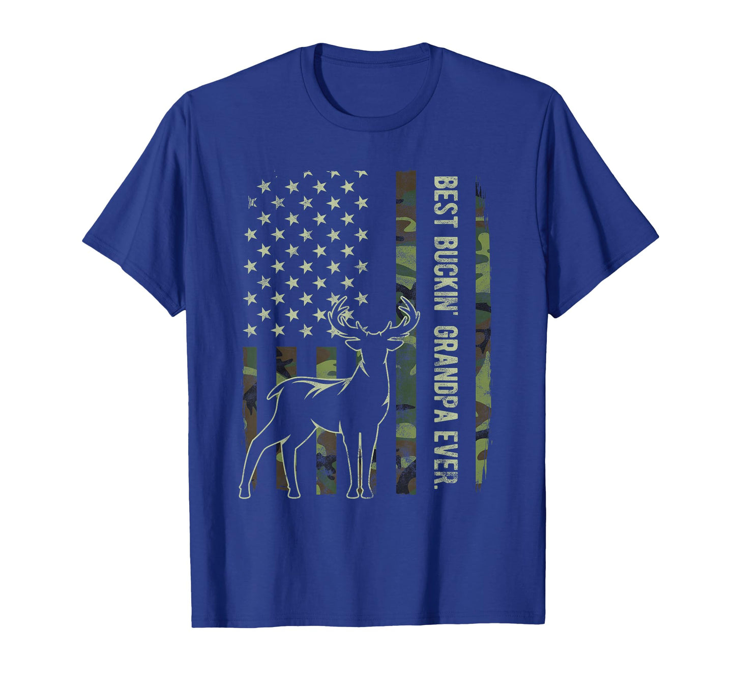 Best Buckin' Grandpa Ever Camo American Flag Deer Hunting T-Shirt
