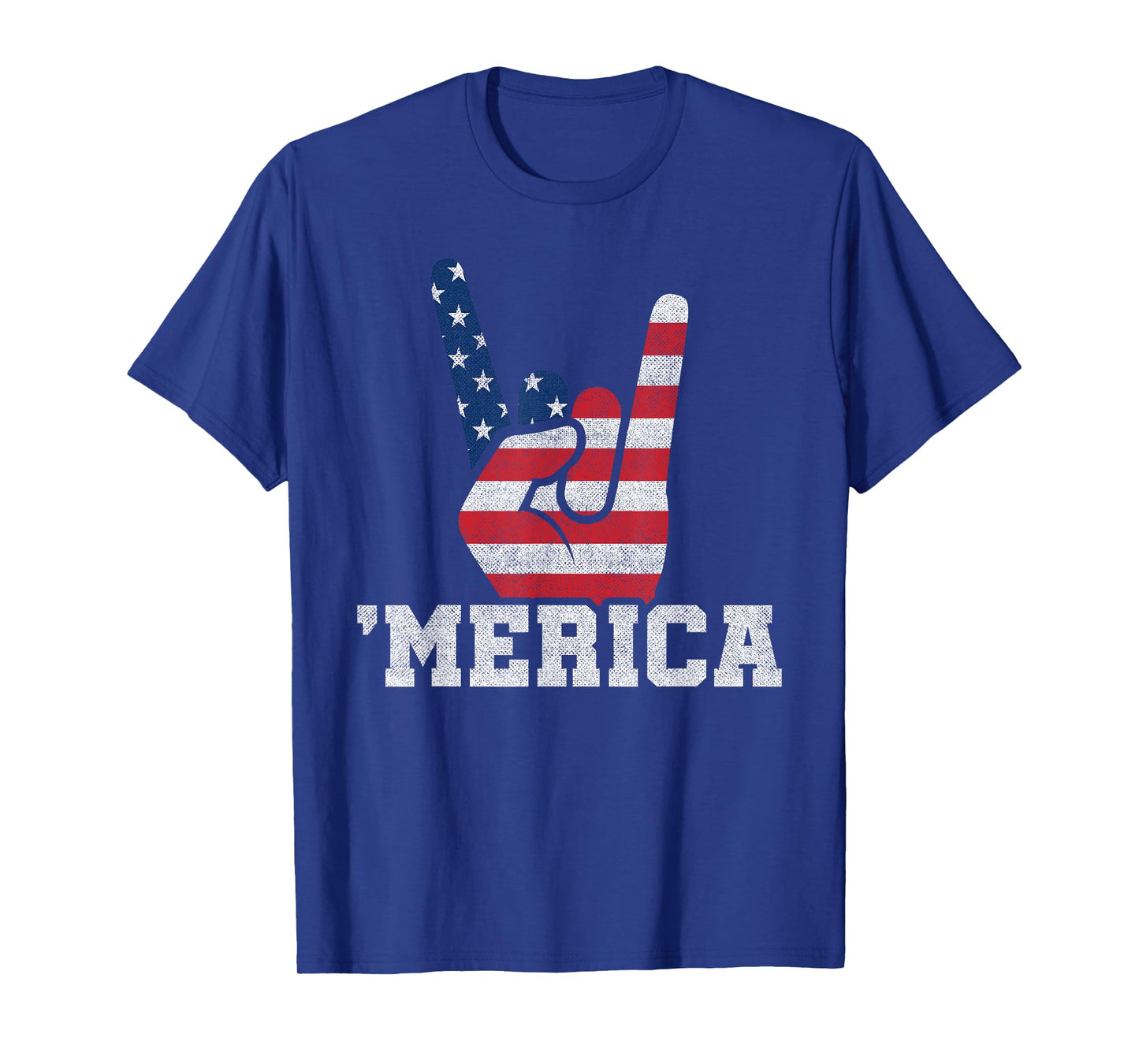 Merica - Rock On Retro Vintage USA American Flag 4th of July T-Shirt
