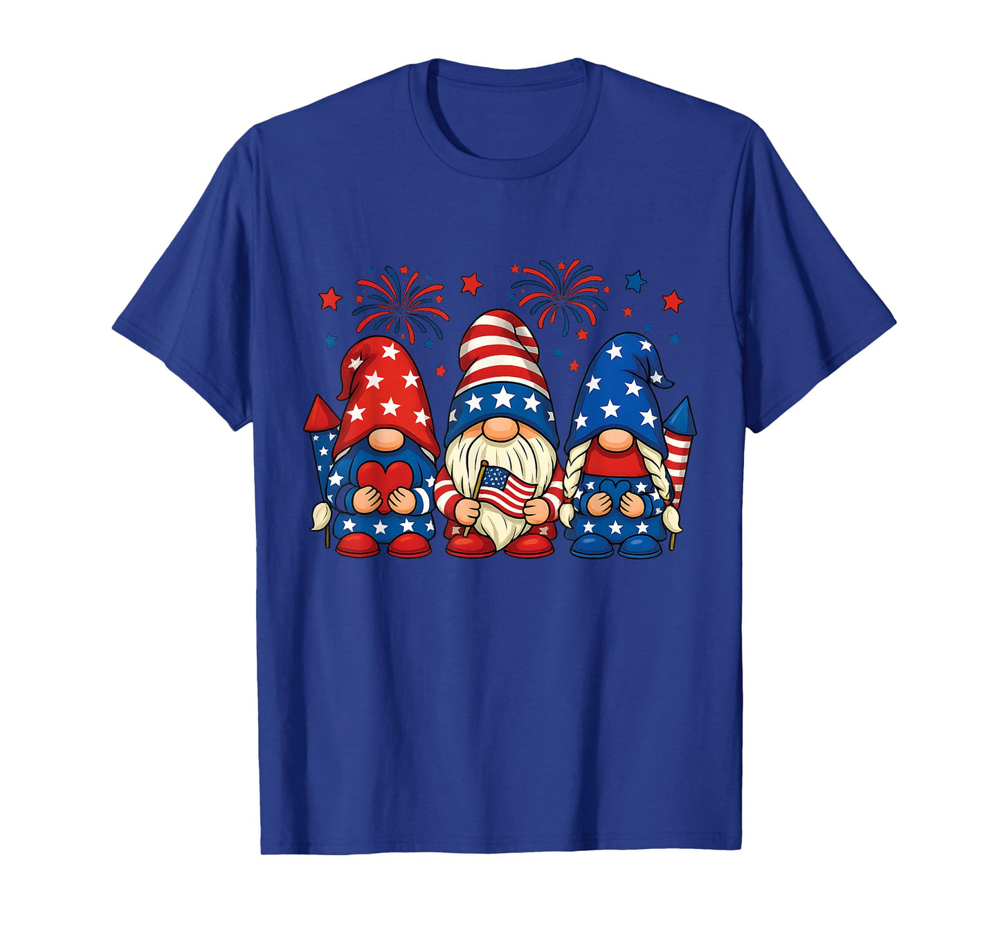 Funny Patriotic Flag Fireworks 4th of July Gnomes T-Shirt