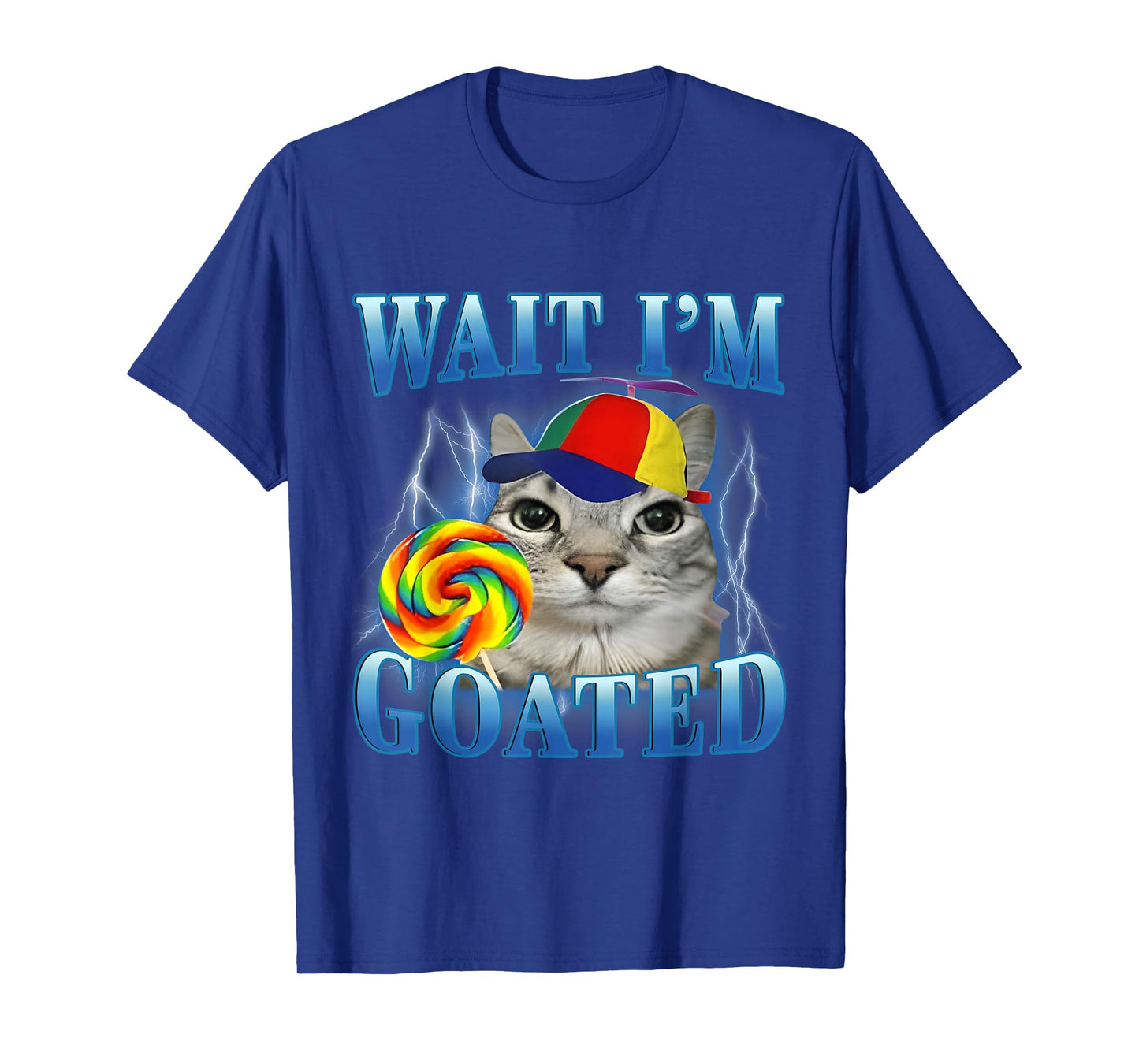 Wait I'm Goated Lollipop Cat Meme Funny Silly Cats Brainrot T-Shirt
